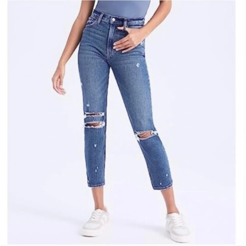 Abercrombie 4 Short (27) Mom High Rise Jeans Distressed Women’s Fray Hems